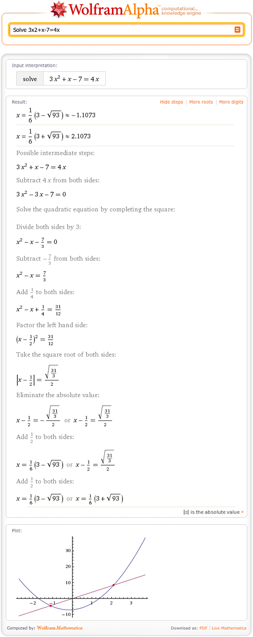 Cálculo matemático com Wolfram Alpha